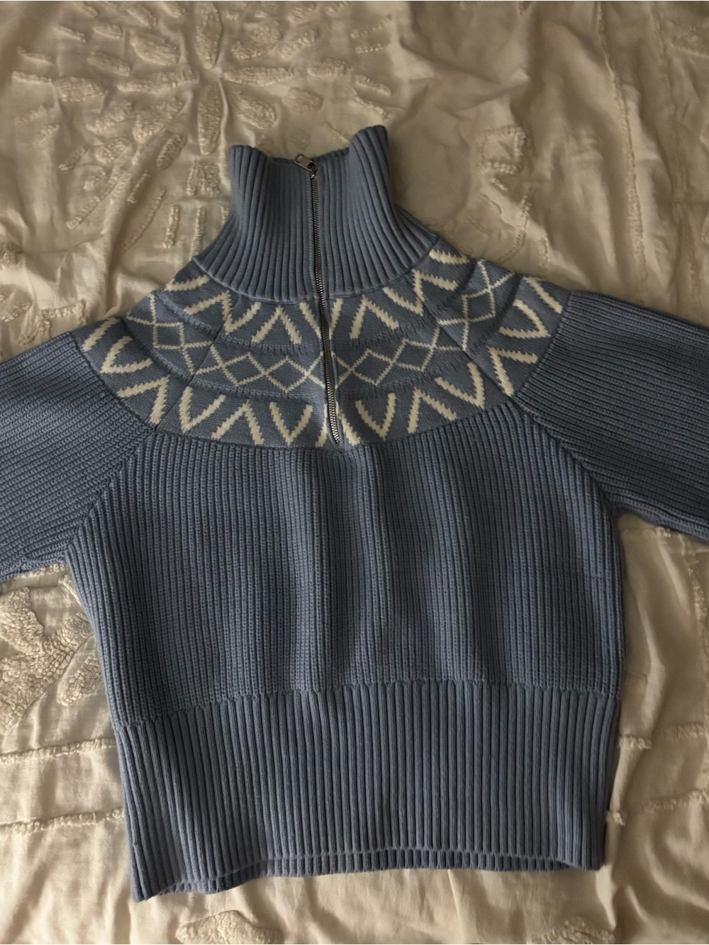 Varley Sigrid Fair Isle Half Zip. -Glacier Blue - Picture 4 of 6